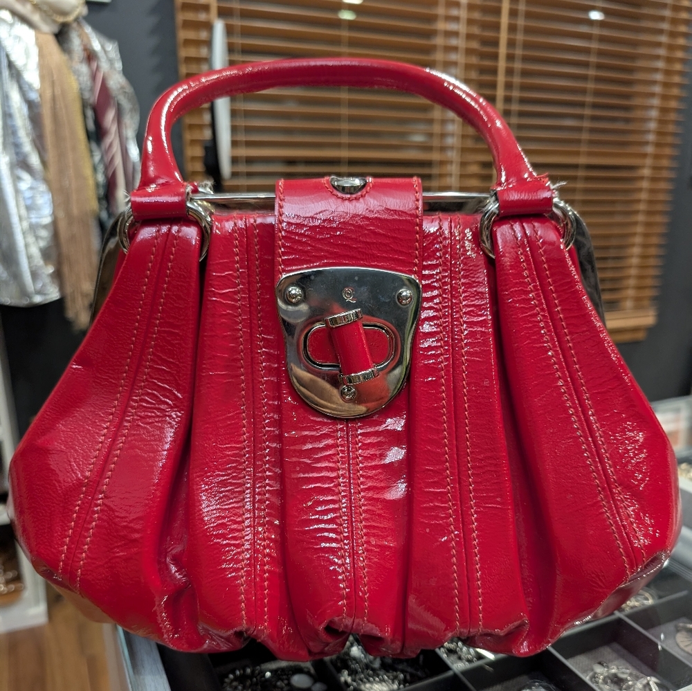 Red Patent Leather Top-Handle Bag